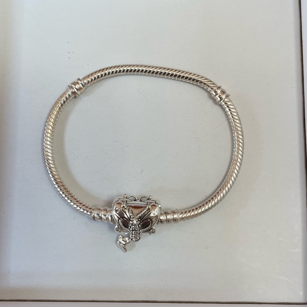 Pandora Moments Silver CZ Snake Chain Butterfly Bracelet Size16